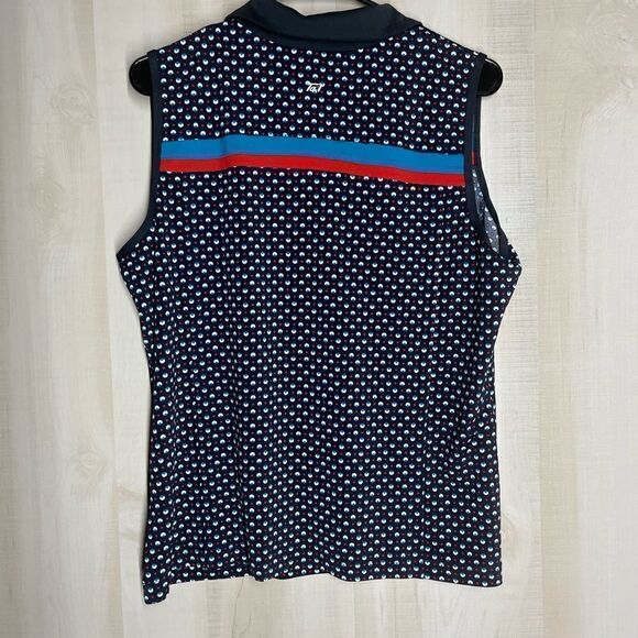 Tail ladies sleeveless navy with white and red dots‎ golf top, size XL NWOT - Picture 14 of 15
